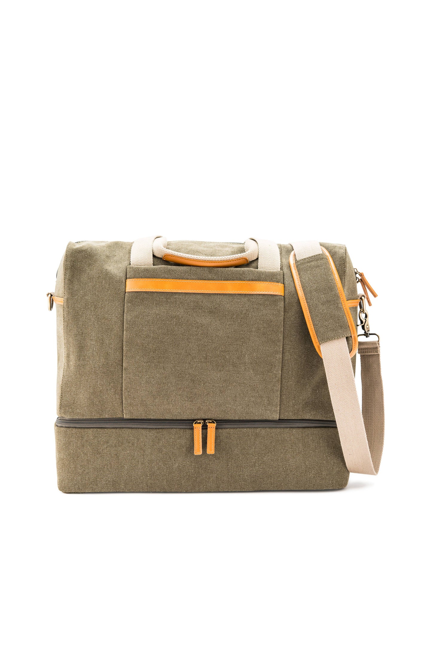 Weekend Carry On Bag - Genuine Leather & Canvas