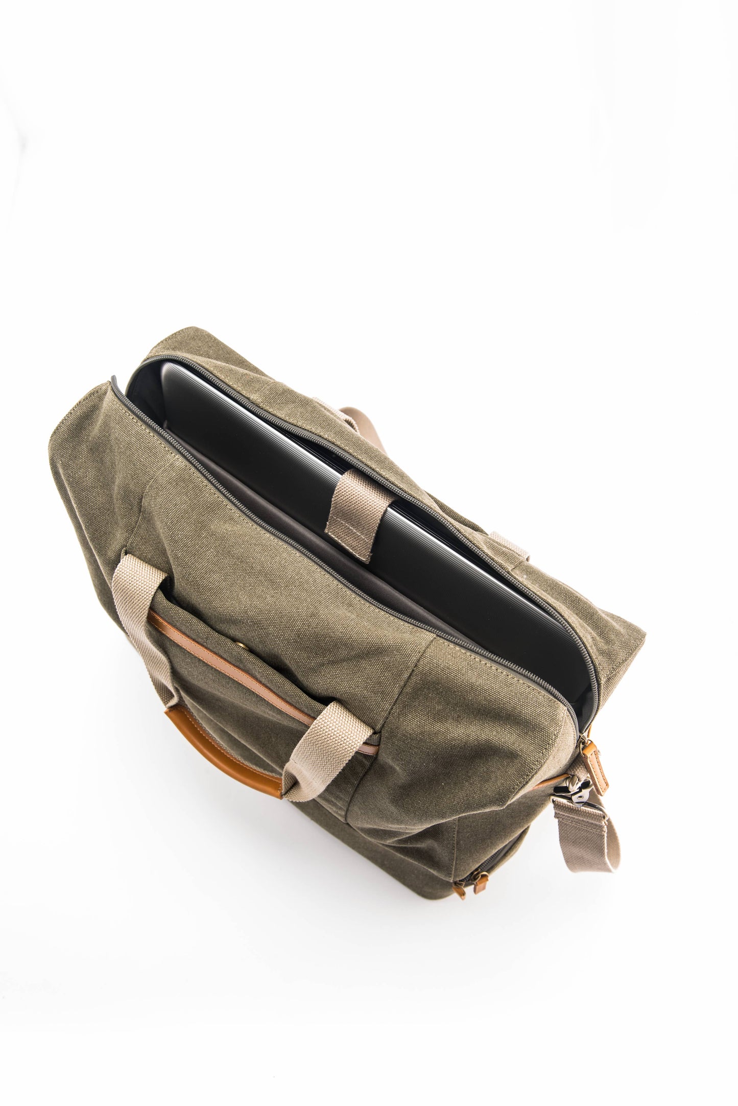 Weekend Carry On Bag - Genuine Leather & Canvas